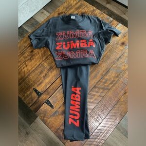 Matching Set! Zumba Infinity High Waisted Leggings and Matching T Shirt